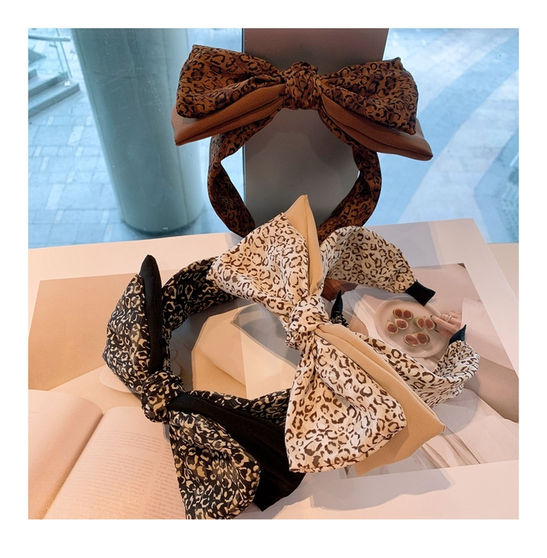 Korean Retro Leopard Print Bow Headband display picture 15