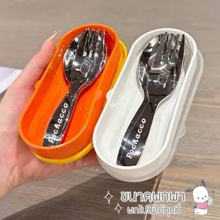 Spot Direct Sales Stainless Steel Spoon and Fork Set Short Handle Kidsren's Tableware Household Baby Eating Supplement Spoon Soup Spoon