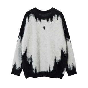 AK Men's Wear Autumn and Winter New Long Sleeve Crewneck Sweater American Retro Loose Lazy Men's and Women's Fashion Brand Knitted Top