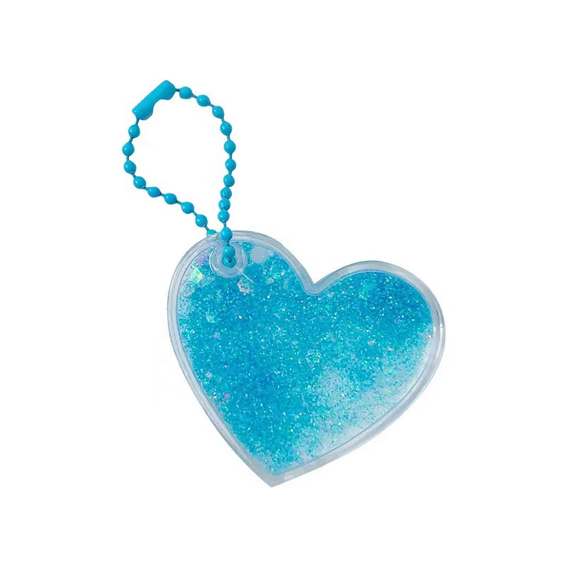 Transparent Creative Keychain DIY, 7×6×1.8 cm, assorted laser & glitter designs (random chain)