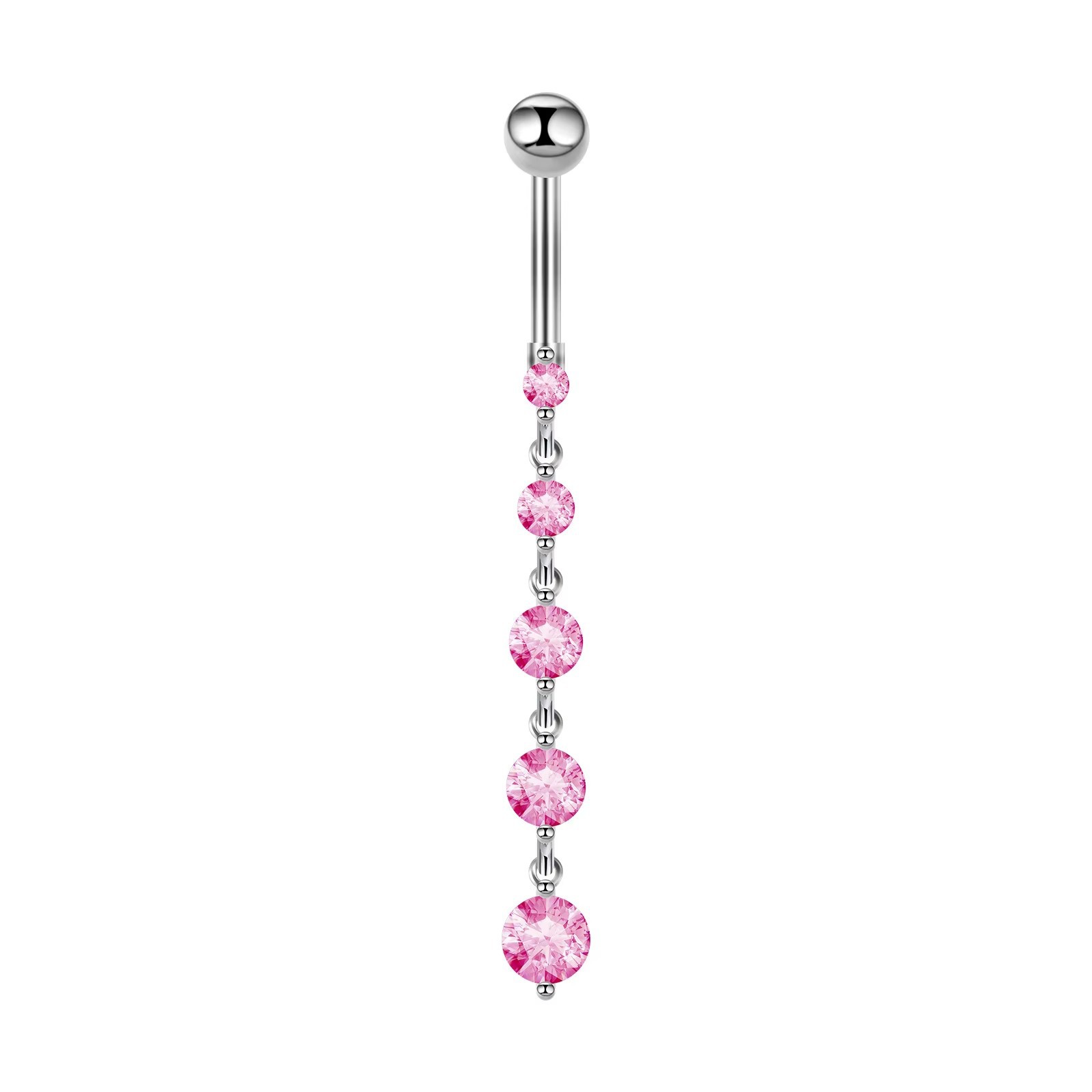 Zirconia Stainless Steel Belly Button Ring Fruit Pink Series_voghion.com