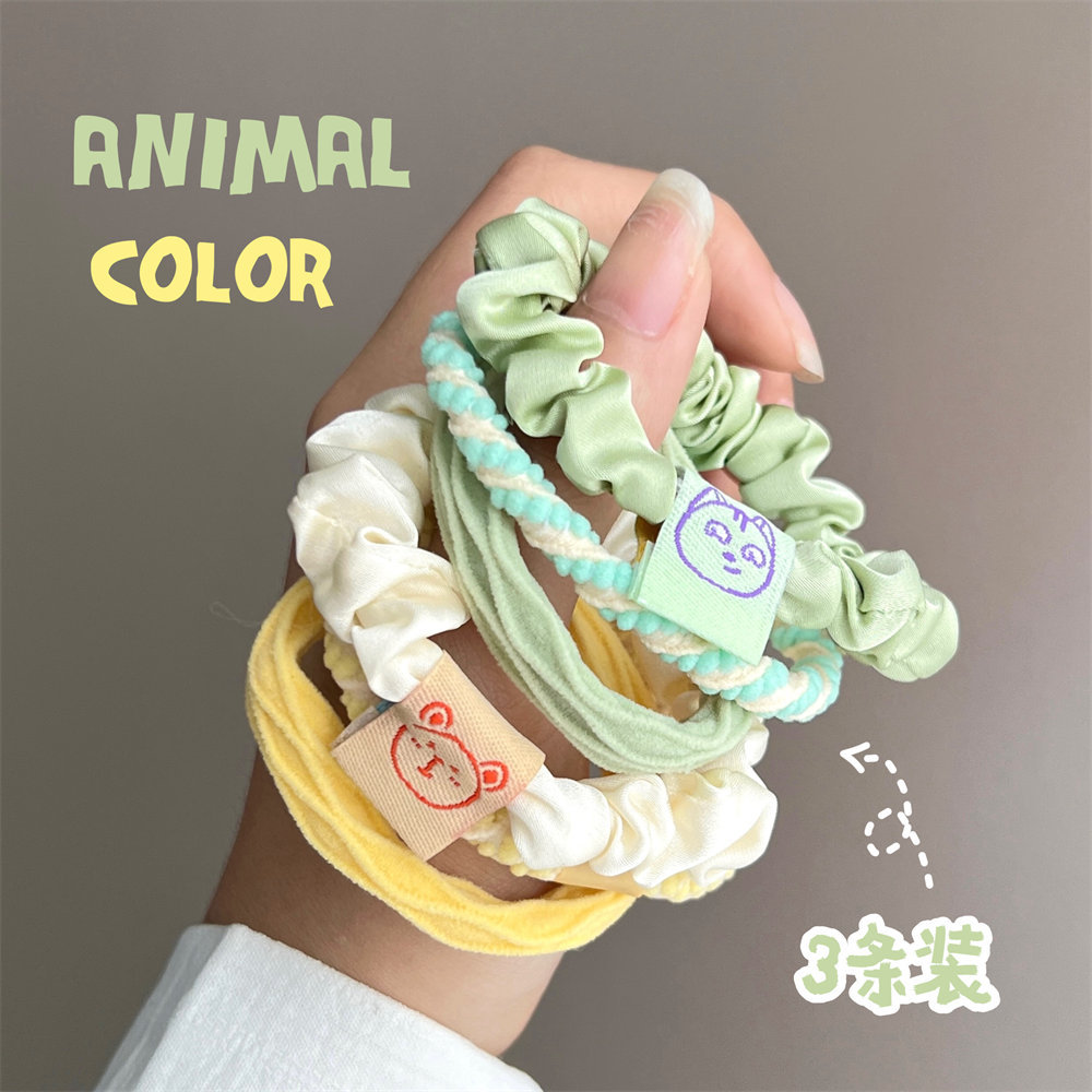 Summer Sweetheart Macaron Hairy Ring Set Linda chica Hairy Cuerda simple y elegante tocado sin dañar el intestino delgado