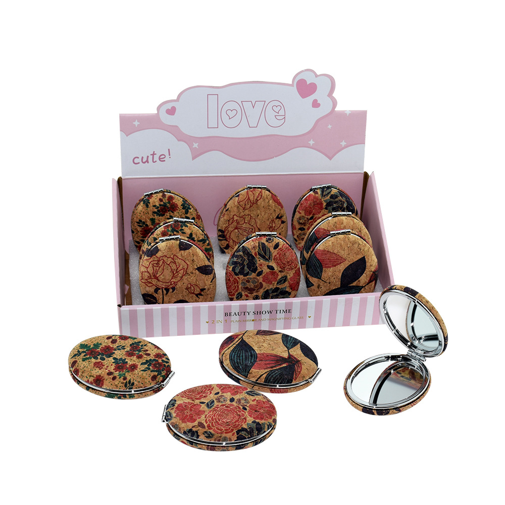 专业制做皮革化妆镜 PU皮化妆镜子 创意 椭圆镜子可双面折叠