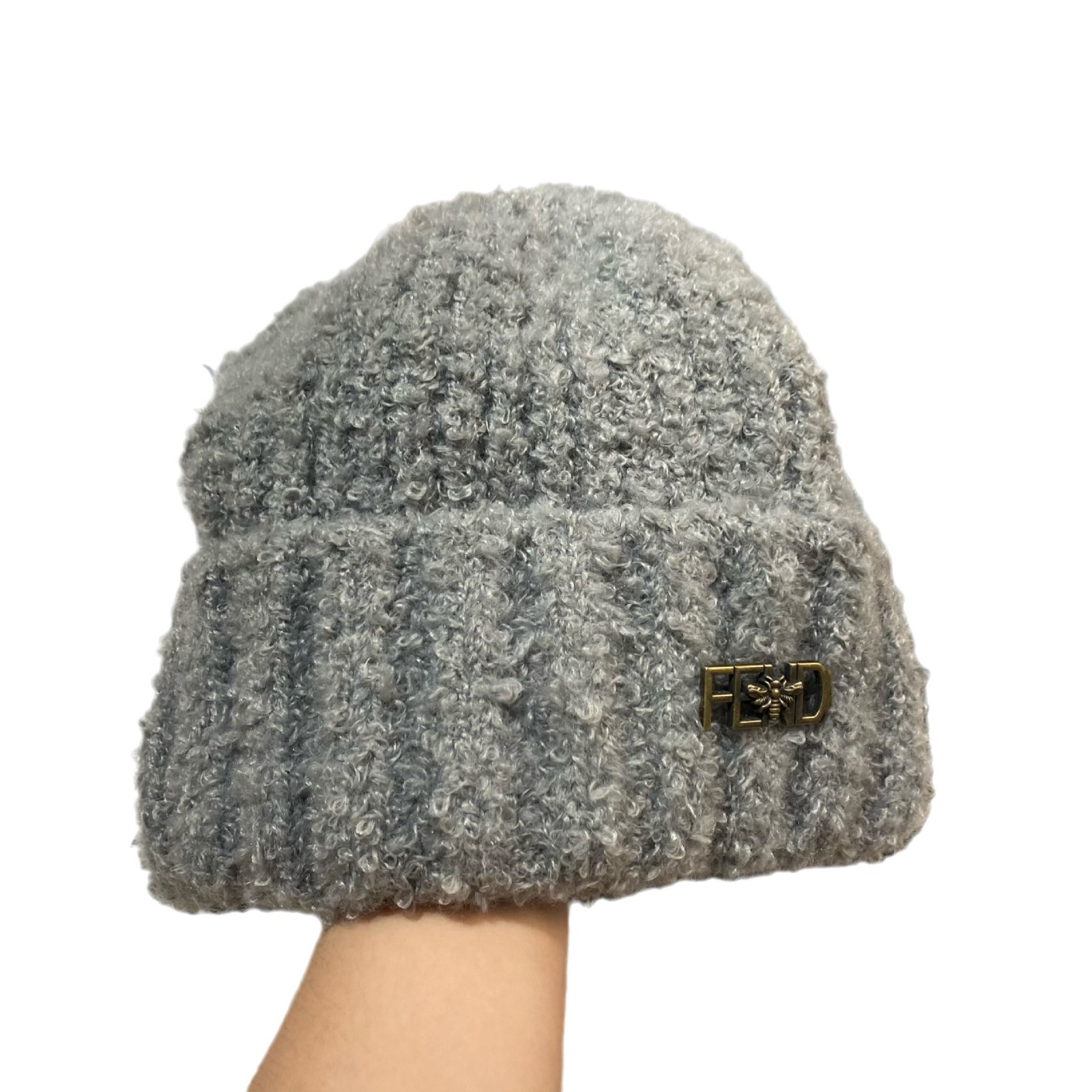 Korejska verzija nove slatke pletene kape s pletenim uzorkom F-labela, zimske tople i debele vjetrootporne kape s janjećim puloverom._voghion.com