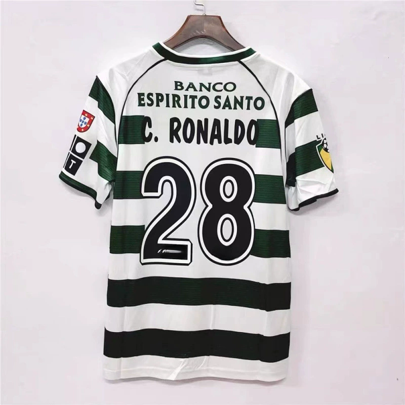 Португальская ретро футболка Sporting Lisbon №7 Роналдо, памятная клубная/сборная версия, футбольная форма