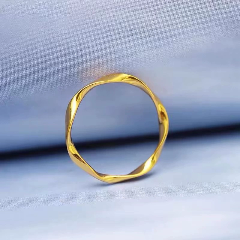 Золотое кольцо Мёбиуса 18 карат (AU750), простое, гладкое, цельное, неразъемное, подарок для лучшего друга