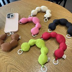 ins秋冬新款充氣棉布藝彩色手腕帶手拎掛繩通用任何型號時尚女款