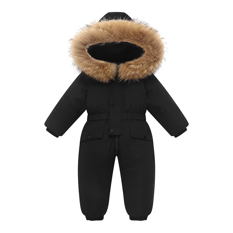 Factory Direct Sales 2025 Kidsren's down One-Piece Ski Suit 1-6 Years Old Thickeneded European and American Series Minus 35 Degrees Plus