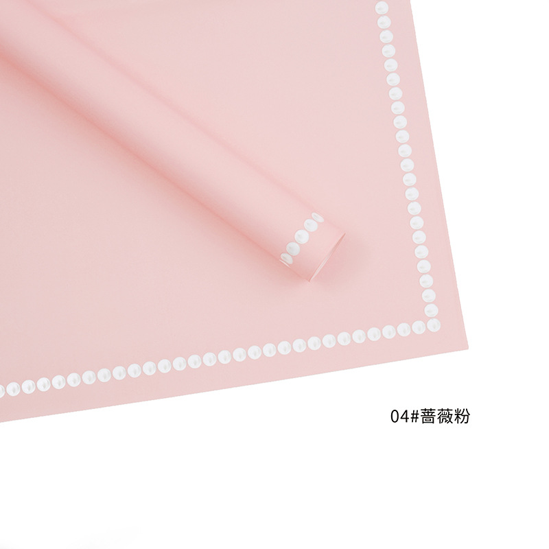 Huaxi fábrica de perlas de palma al por mayor de papel elegante puntos alrededor del borde impermeable perla envoltura material de embalaje de flores de papel