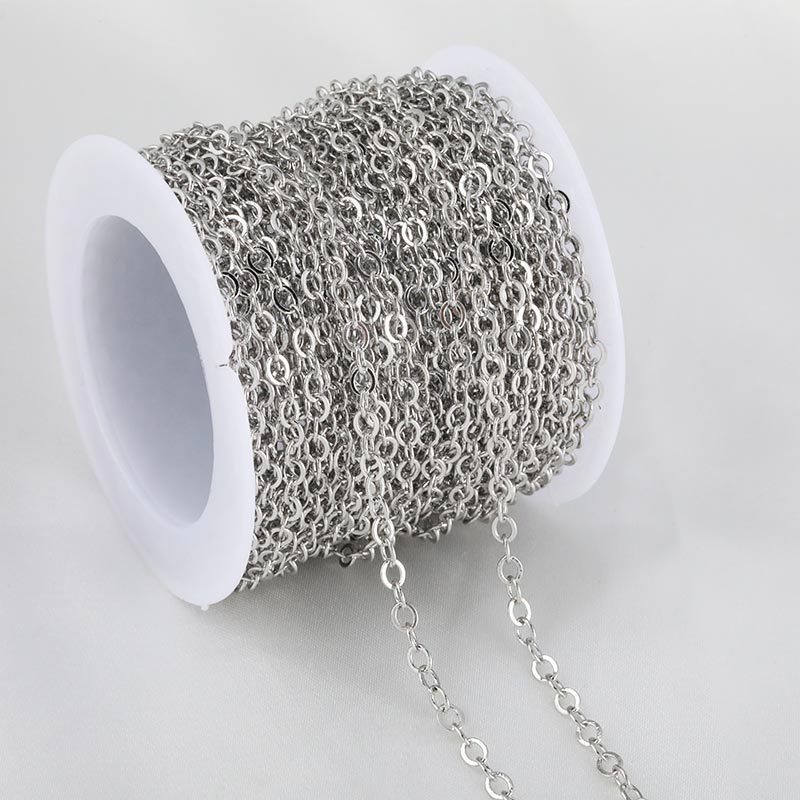 Venta caliente de 10 metros / rollo de cadena de cobre en forma de o para mantener el color, collar artesanal chapado a mano semiacabado accesorios de joyería de cadena DIY
