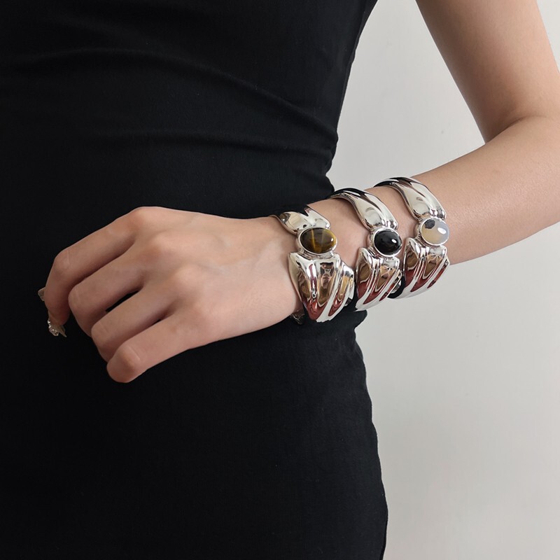 Niche Designer Marine Agate Self-discipline Opening Bracelet Temperament Personality Couple Bracelet Light Luxury High-end Jewelry Niche Designer Marine Agate Self-discipline Opening Bracelet Temperament Personality Couple Bracelet Light Luxury High-end Jewelry