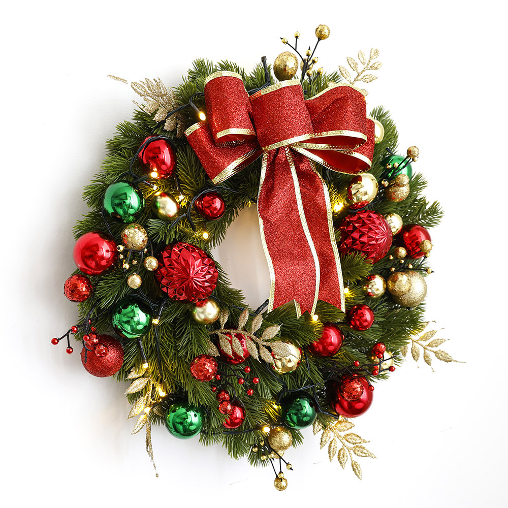 Amazon pop navideño decoración de puerta colgante 50CM / 60CM guirlanda navideña decoración de ventana al por mayor