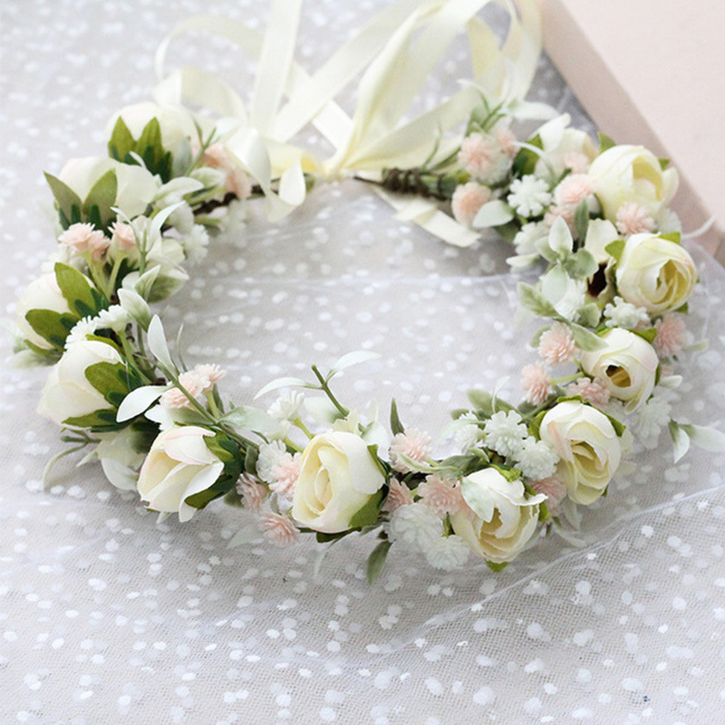 Fashion Bride Sweet Wreath Simulation Rose Flower Wedding Headwear Wholesale display picture 1