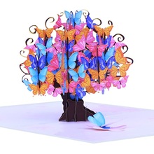 3D Pop-Up Card Colorful for butterfly Tree Handmade Greeting