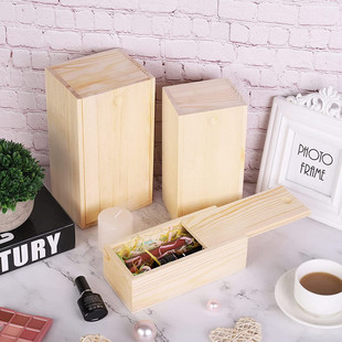 Wooden jewelry box, unfinished wooden pine pull-out box, gift necklace orb storage wooden box