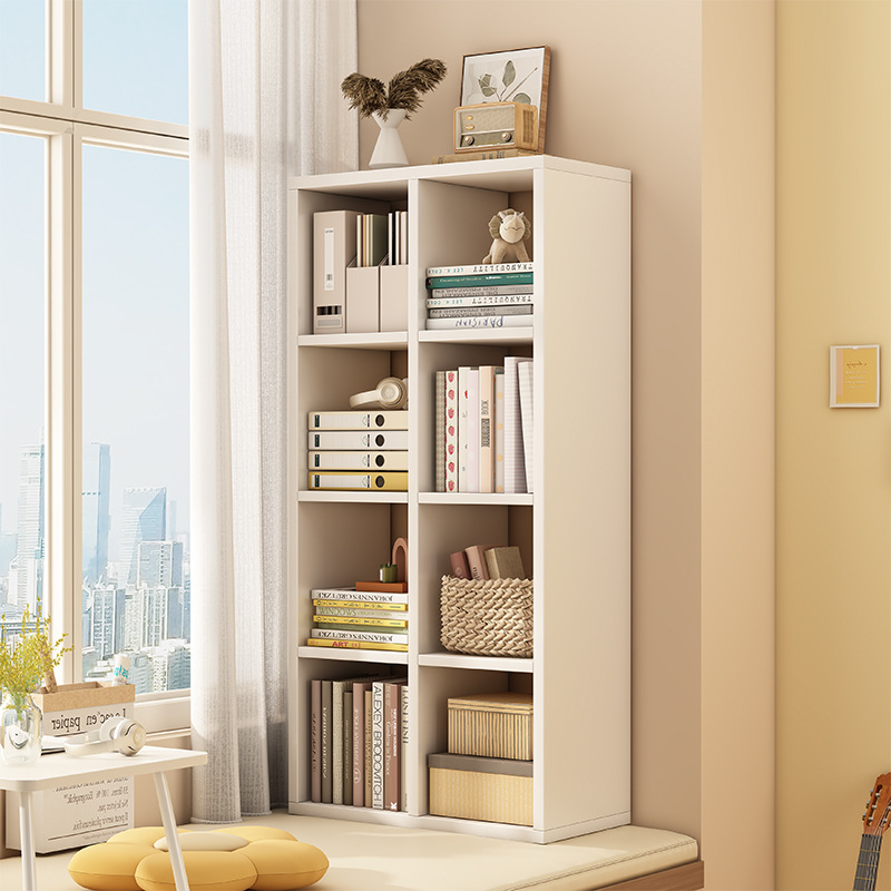 Estante de libros pequeño estante de piso simple casero gabinete de celosía sala de estar armario combinado contra la pared almacenar estante