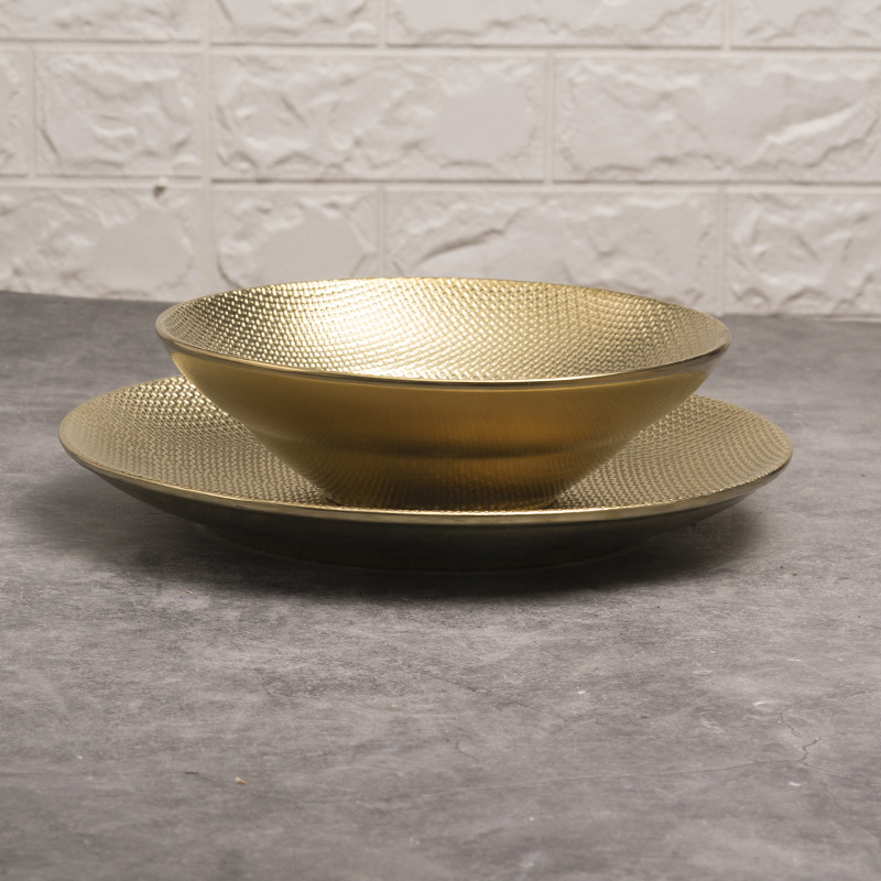 Platos de cerámica Placas de oro de porcelana Vajilla de lujo