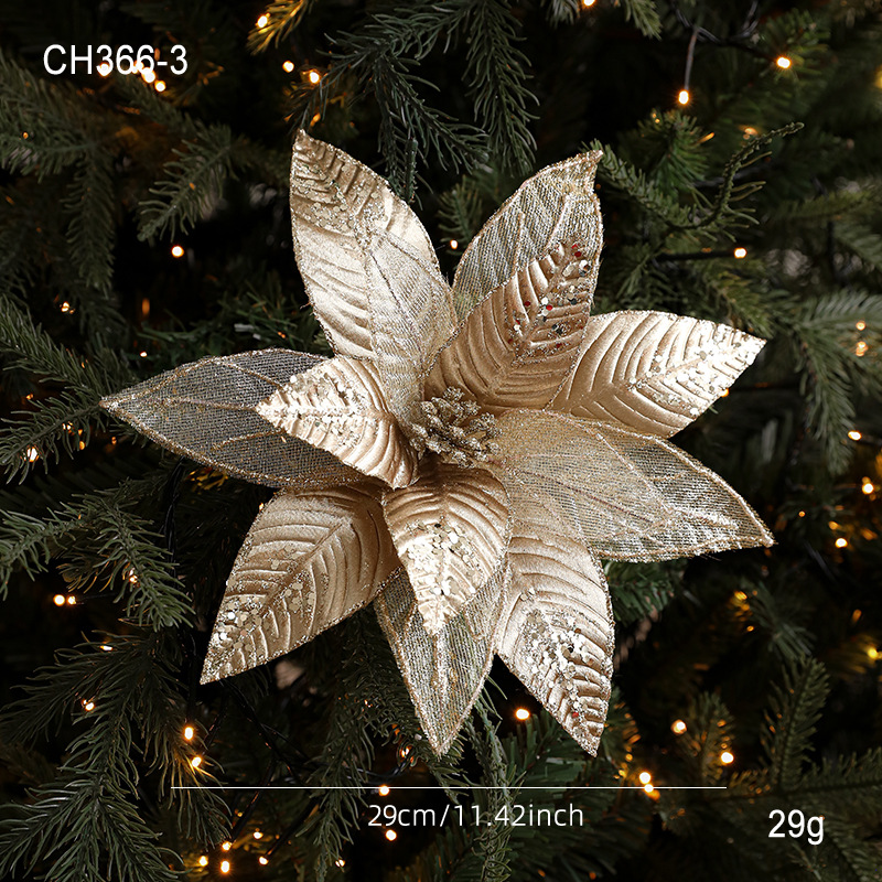 29CM tela flor de imitación de sequela hilo de malla flor de Navidad decoración floral decoración de guirlandas de Navidad