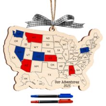 跨境新款美国地图木质立体激光雕刻摆件工艺品儿童玩具纪念品挂饰