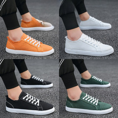 Canvas shoes for men, low-top, soft sole, white, fashionable casual, one-step, student version, Korean style, trendy, celebrity sports shoes.