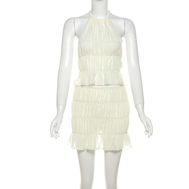 Stilvolles Ärmelloses Neckholder-oberteil Mit Shorts Set Damen_voghion.com
