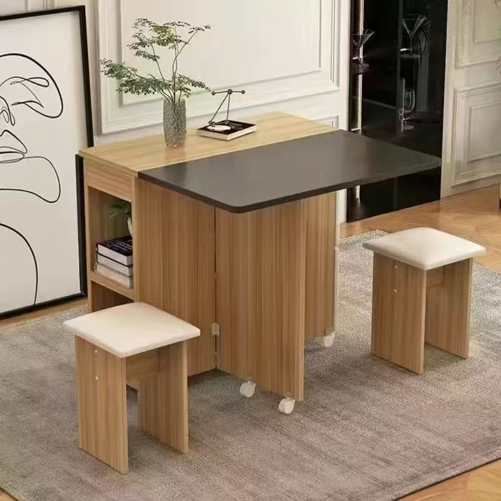 Mesa de comedor plegable doméstica móvil retráctil rectangular simple mesas y sillas multifuncionales de tipo pequeño mesas de comedor combinadas