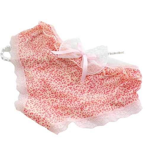 A36 mesh transparent breathable briefs women's underwear lace embroidery large bow low waist ruffle sexy