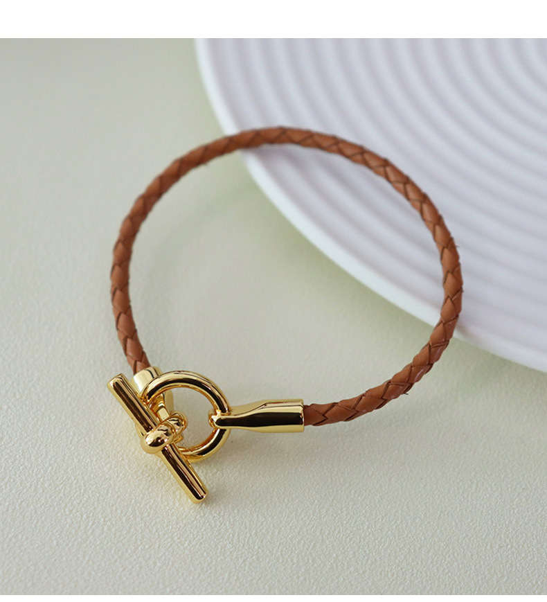 Style Simple Géométrique Faux Cuir Le Cuivre Toggle Tricot Femmes Bracelets display picture 4