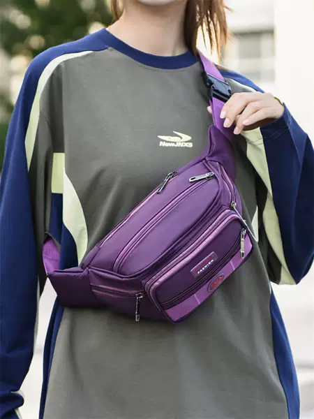 Large-Capacity Waist Bag Men's Waterproof Nylon Multi-Functional Multi-Layer Business Bag Waist Bag Sports and Leisure Chest Bag Amazon