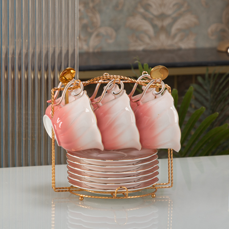 Nórdico de oro ligero lujoso Feng Shui conjunto de tazas de cerámica hervidor de agua set de regalos con bandeja transfronteriza