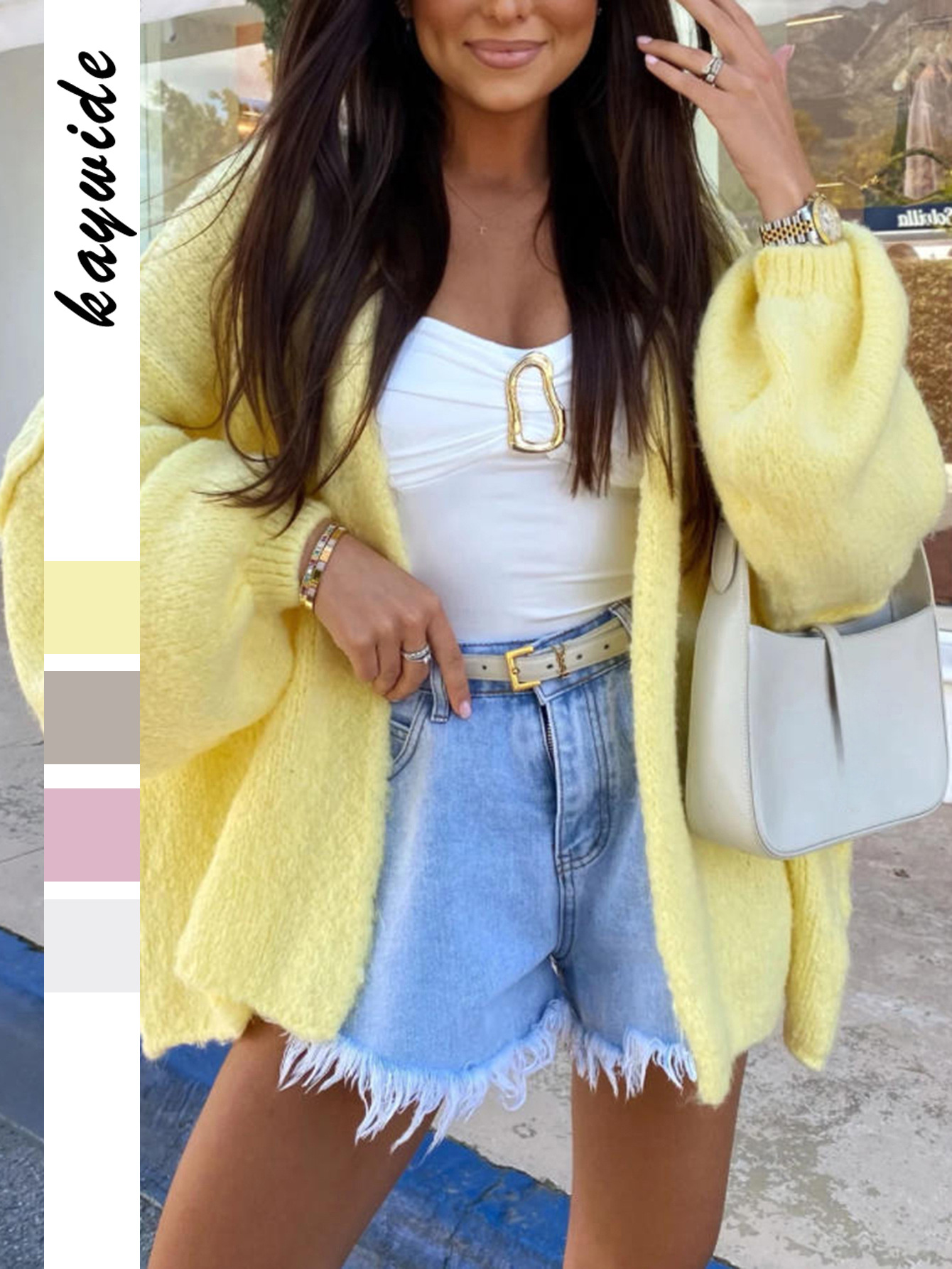 Kaikuo transfronterizo Europa y Estados Unidos vacaciones casuales de color sólido abrigo de manga larga suéter ropa de mujer otoño y invierno 2025 estación independiente de Amazon image 1