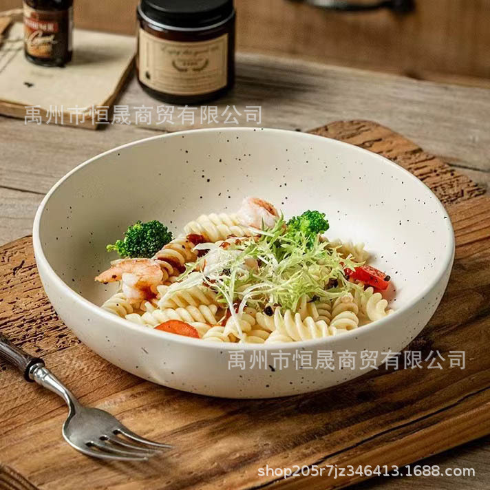 Japanese-style Light Food Breakfast Plate Sesame Dot Splash Ink Soup Plate Salah Plate One-person Household Tableware Deep Plate Vegetable Bowl Japanese-style Light Food Breakfast Plate Sesame Dot Splash Ink Soup Plate Salah Plate One-person Household Tableware Deep Plate Vegetable Bowl