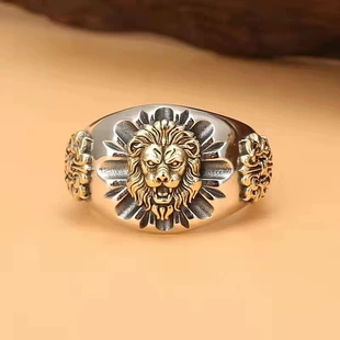 signet ring, регулируемое открытое дизайном с мотивом льва, винтажная мода