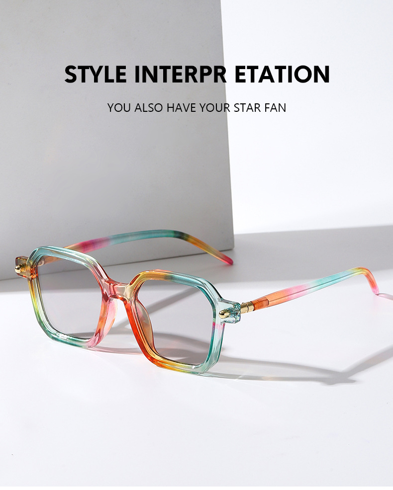 Fashion Color Block Ac Square Patchwork Full Frame Optical Glasses display picture 2