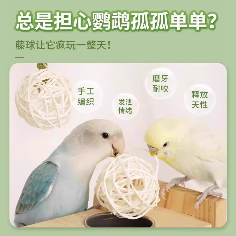 オウム籐ボール噛むおもちゃ、餌探しトレーニング、歯ぎしりの互換性、Xuanfeng Tiger Skin Bird Supplies|undefined