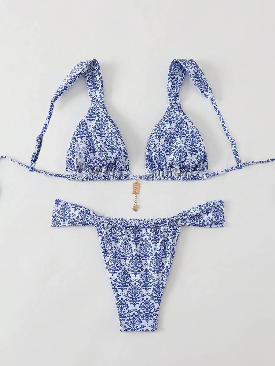 GraceChic 2025 New European And American Swimwear Sexy Cross-Border Bikini Printed Tie High-End Hot Girl Pure Desire Swimsuit For_voghion.com