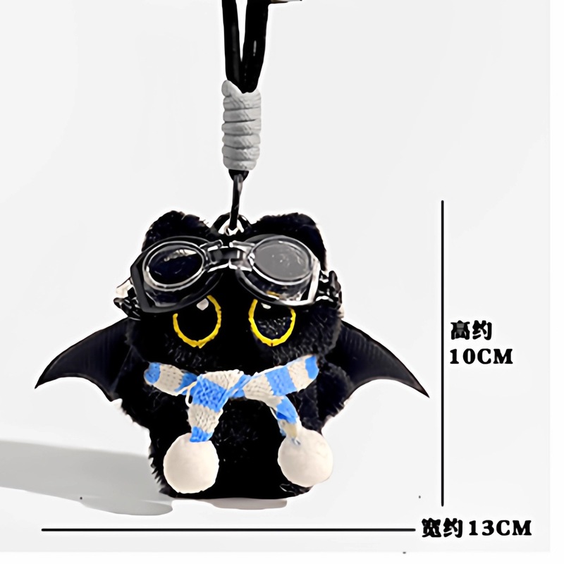 可爱大眼恶魔小黑猫毛绒公仔钥匙扣卡通小玩偶包包挂件包挂饰礼物|undefined