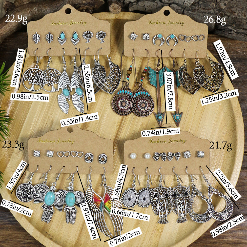 22g Weight 1 Set Retro Color Block Plating Alloy Drop Earrings