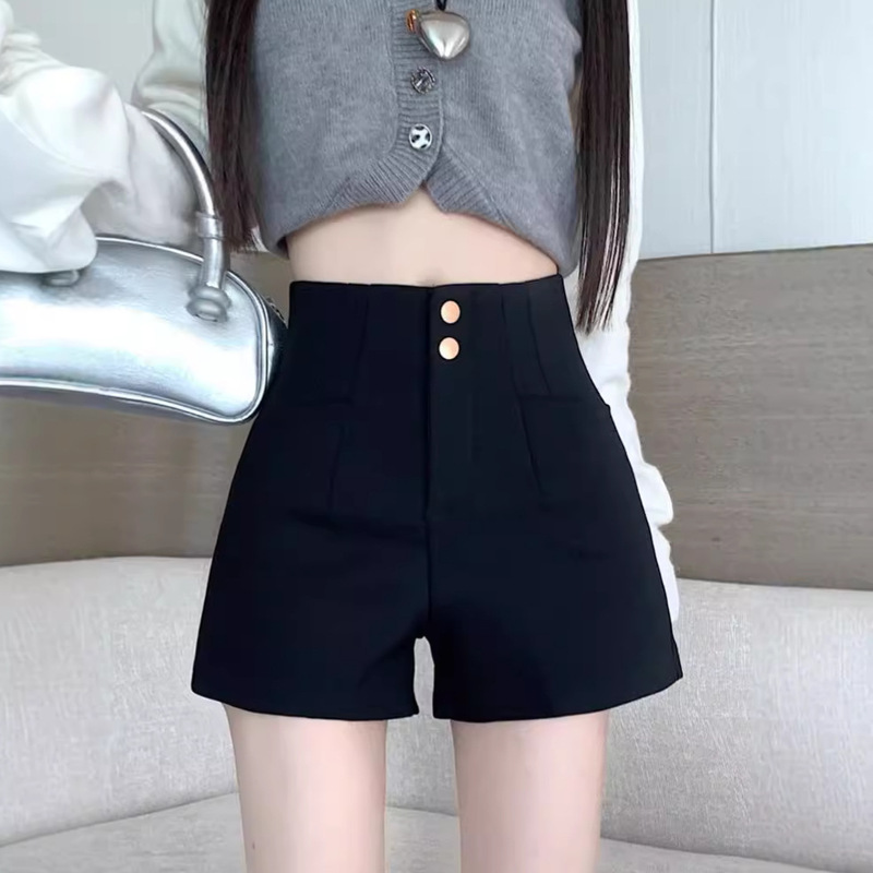 Black Suit Shorts Women's Summer 2024 New Style Outer Wear High Waist Elastic Slimming Lower Body Missing A- line Boots Pants Black Suit Shorts Women's Summer 2024 New Style Outer Wear High Waist Elastic Slimming Lower Body Missing A- line Boots Pants