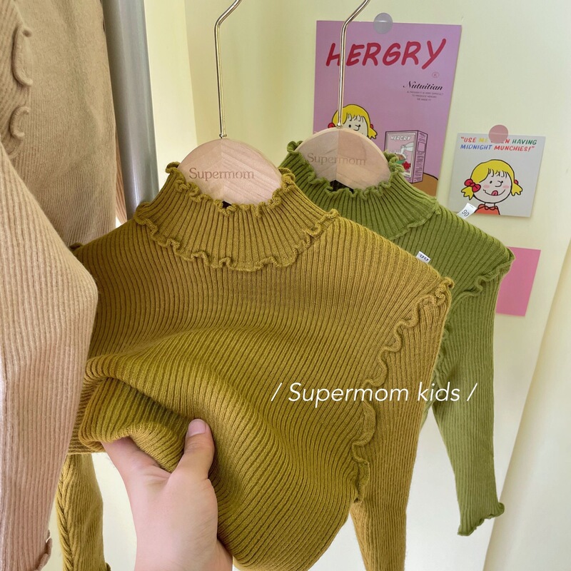 Class a Korean-Style Girls' Long-Sleeve Stylish Knit Base Shirt, New Autumn and Winter Versatile Simple Children's Sweater for Older Kids