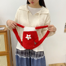 圣诞礼物红色手套包卡通可爱毛绒包新年学生大容量斜跨手机包批发