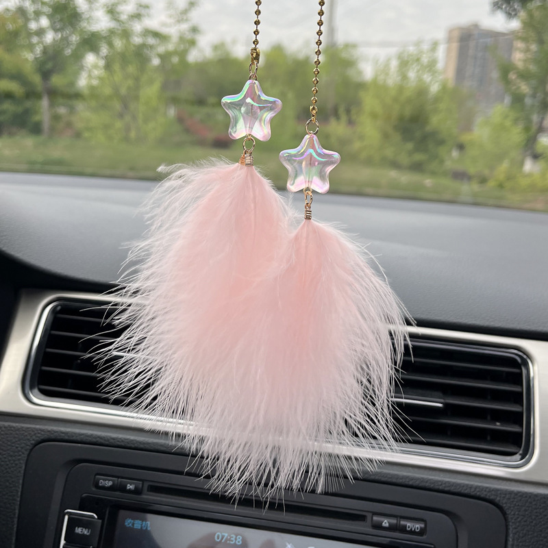 New creative fairy stars feather car pendant rearview mirror pendant accessories Goddess dream catcher cross-border