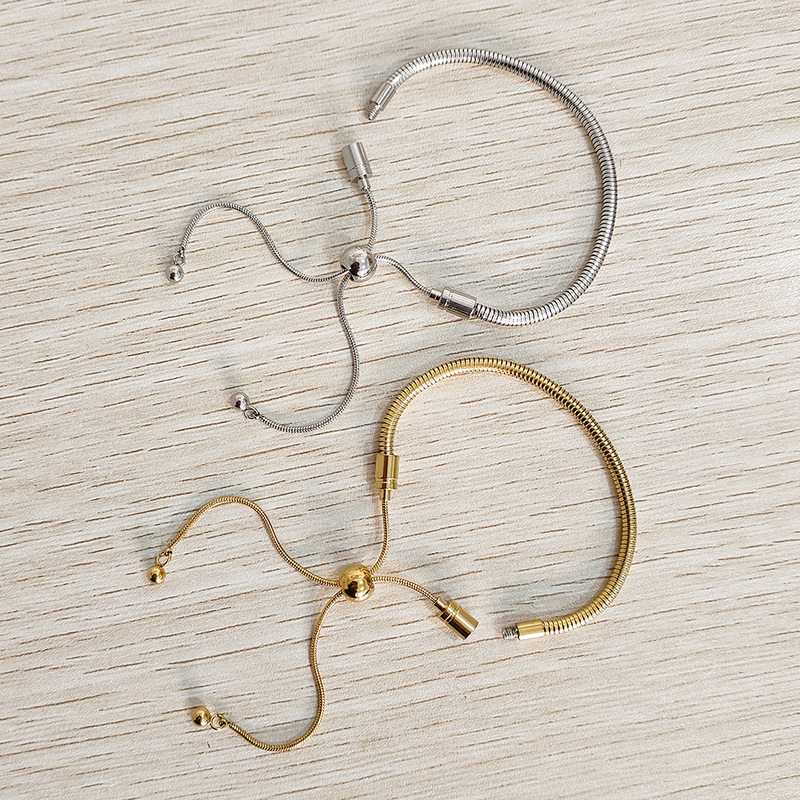 Metal Stainless Steel Waterproof Non-Fading Handmade Jewelry for Men and Women Pan DIY Snake Bone Chain Tassel Bracelet