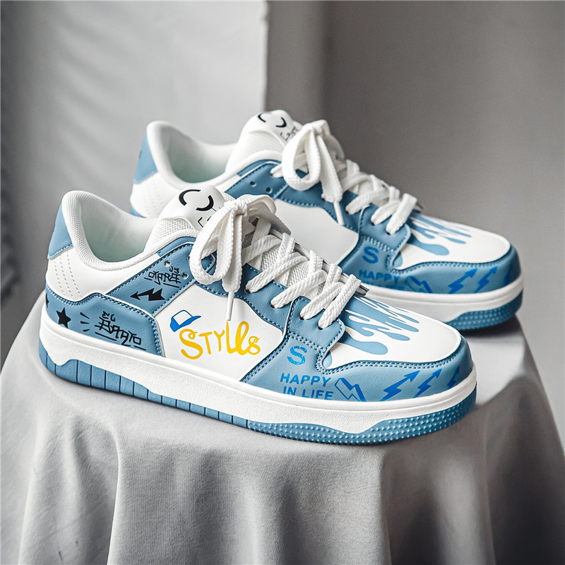 Men's Shoes Spring Niche Original All-match Casual Flat Shoes Sports Non-slip Height-increasing White Trendy Shoes for Teenagers and Students