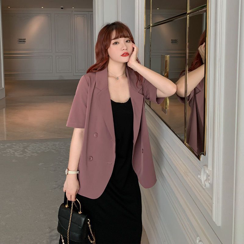 Extra large size 300kg thin small suit women's summer fat MM loose casual short sleeve coat workplace suit coat