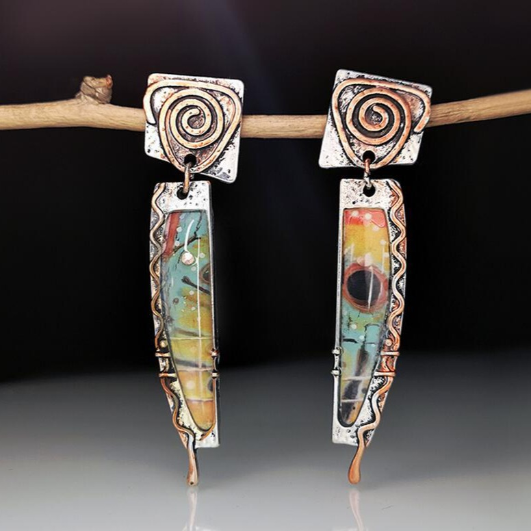 creative retro two-color earrings