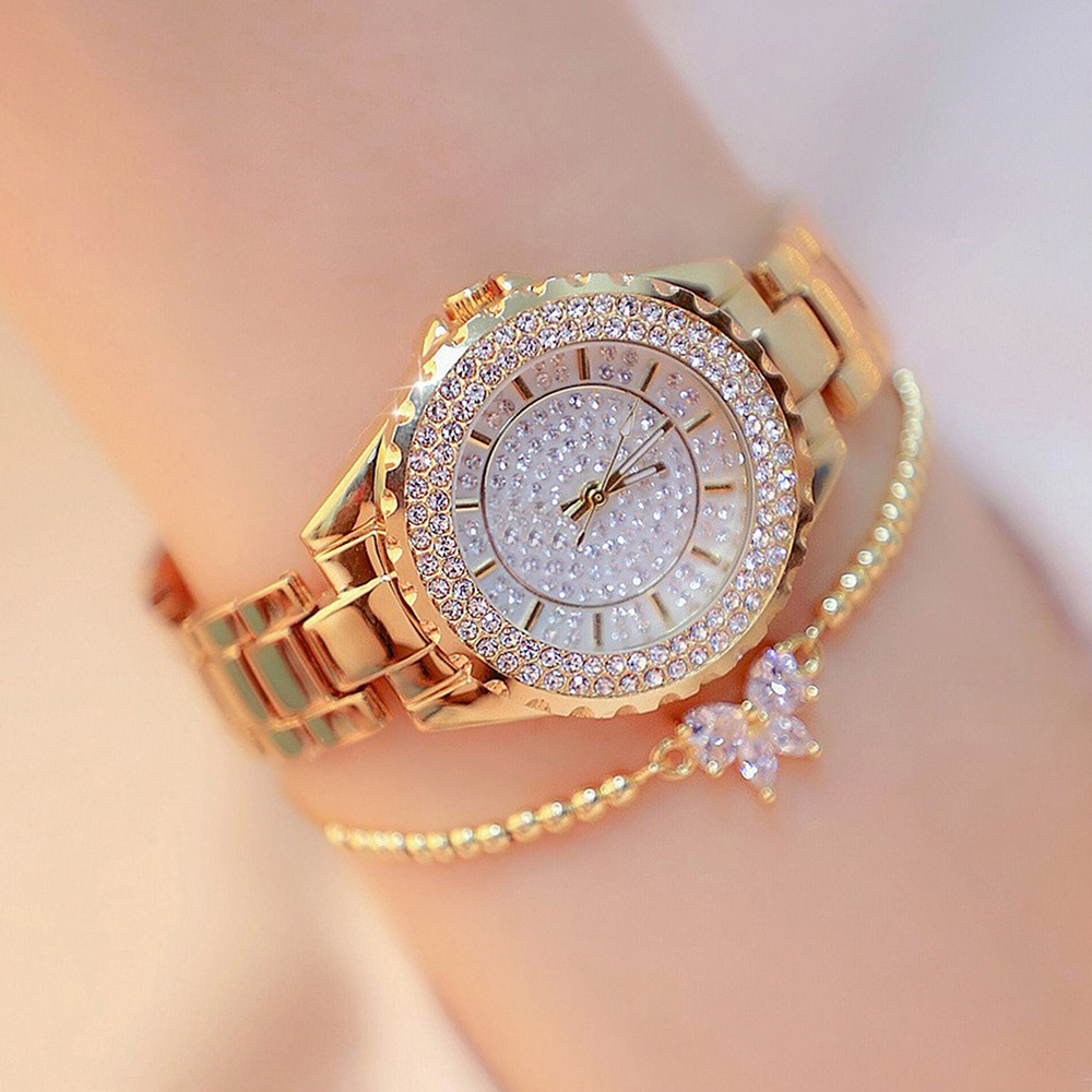 Women's Watch with Ultra-Shiny Dial and Diamond-Encrusted Quartz Watch