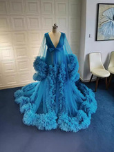 外贸新款新娘结婚开衫晨袍孔雀蓝时尚敬酒拖尾晚礼服宴会主持服装