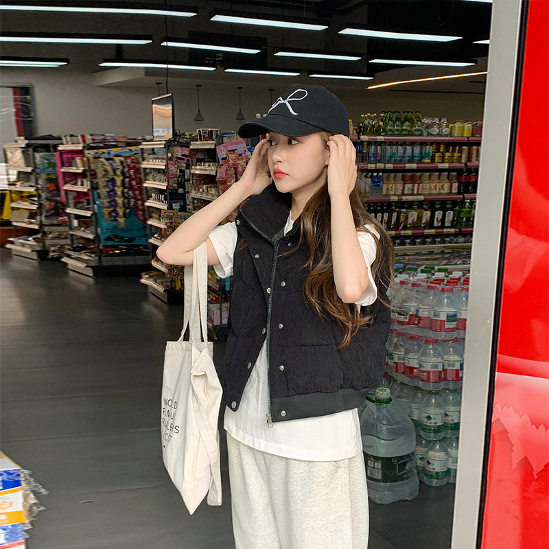 Comercio exterior de lana de pluma de algodón chaleco de mujer otoño y invierno de 2025 nuevo estilo coreano holgado chaleco de hombro de clip de caballo chaqueta