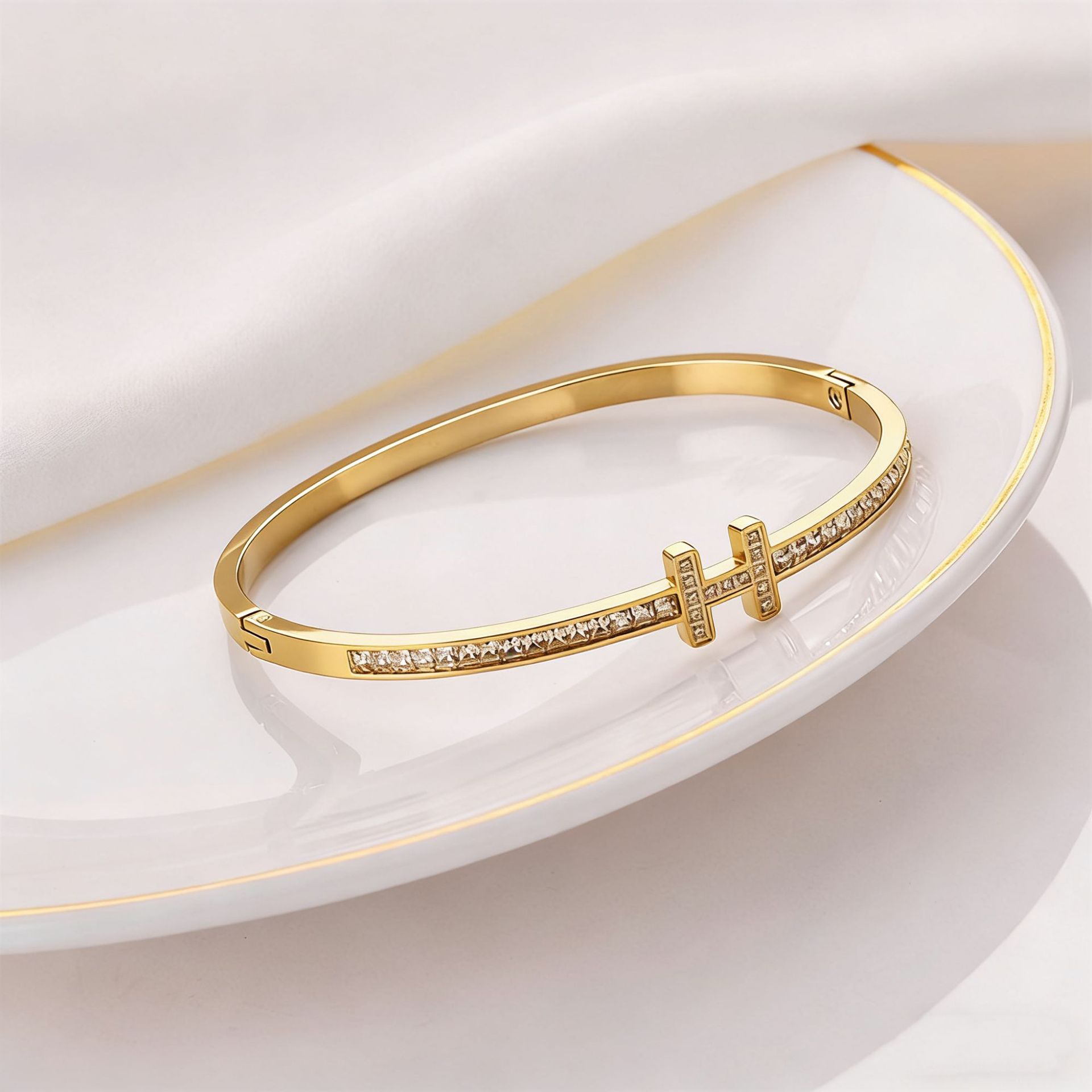 Europa y América simple pulsera de letras de acero de titanio mujer diamantes oro temperamento de alta sensación pulsera de acero inoxidable red joyas de marea roja